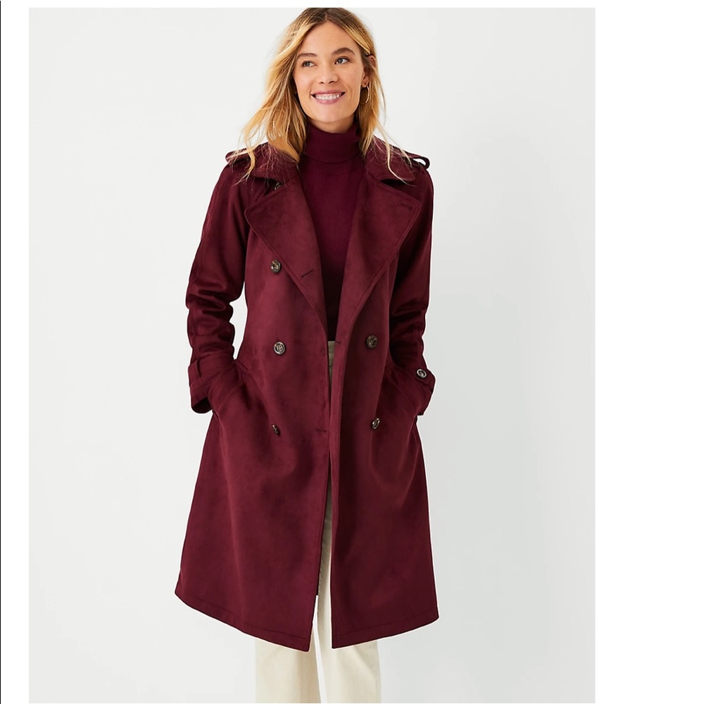 Ann Taylor - New - Petite Faux Suede Trench Coat